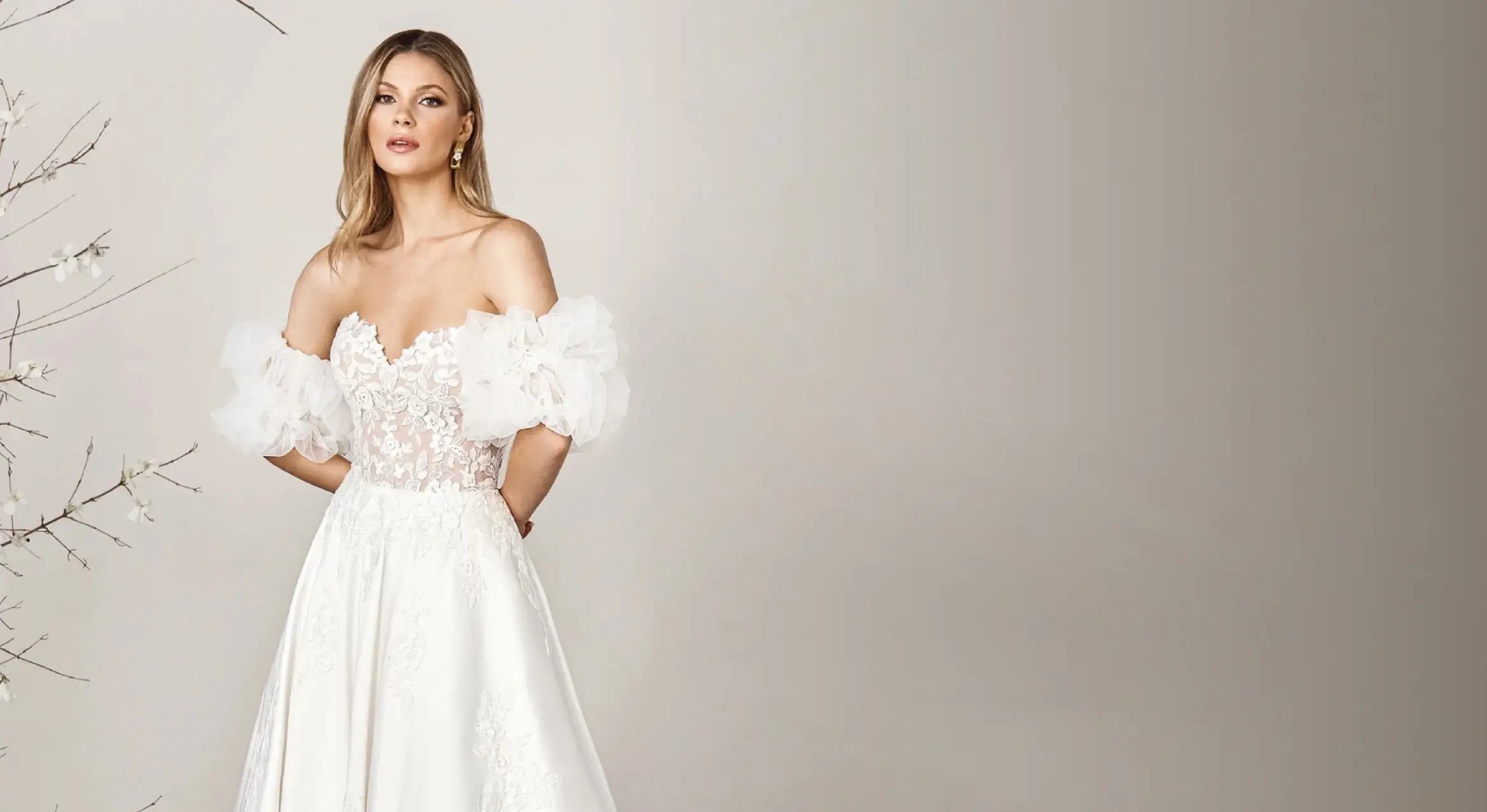 Model wearing a Sincerity by Justin Alexander collection gown